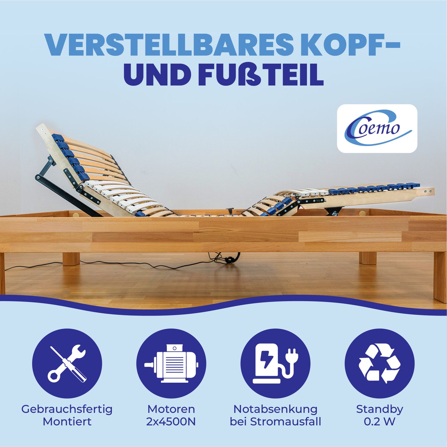 Coemo elektrischer 7-Zonen Lattenrost eRost mit Motor
