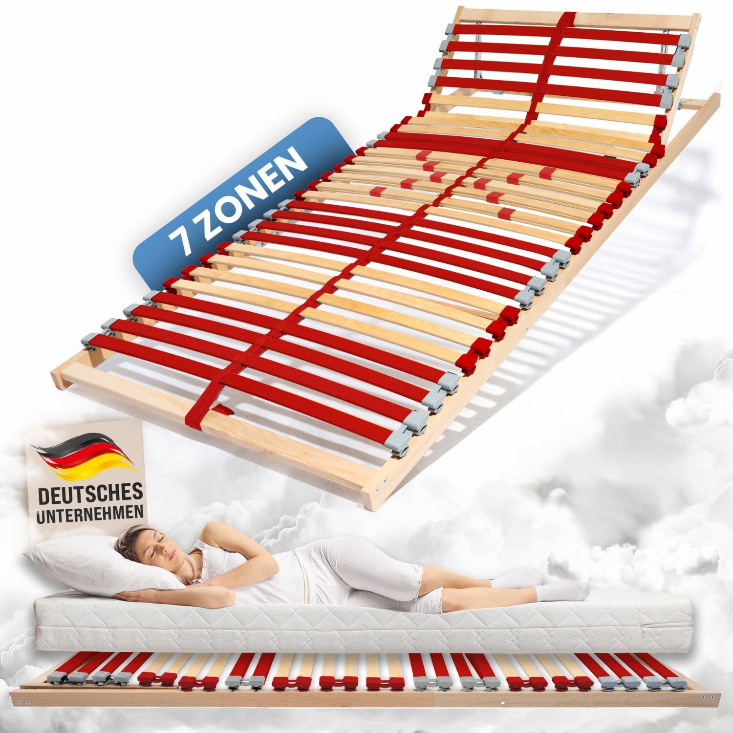 Coemo Lattenrost "RUBY" Härtegrad verstellbar 28 Leisten & 7 Zonen