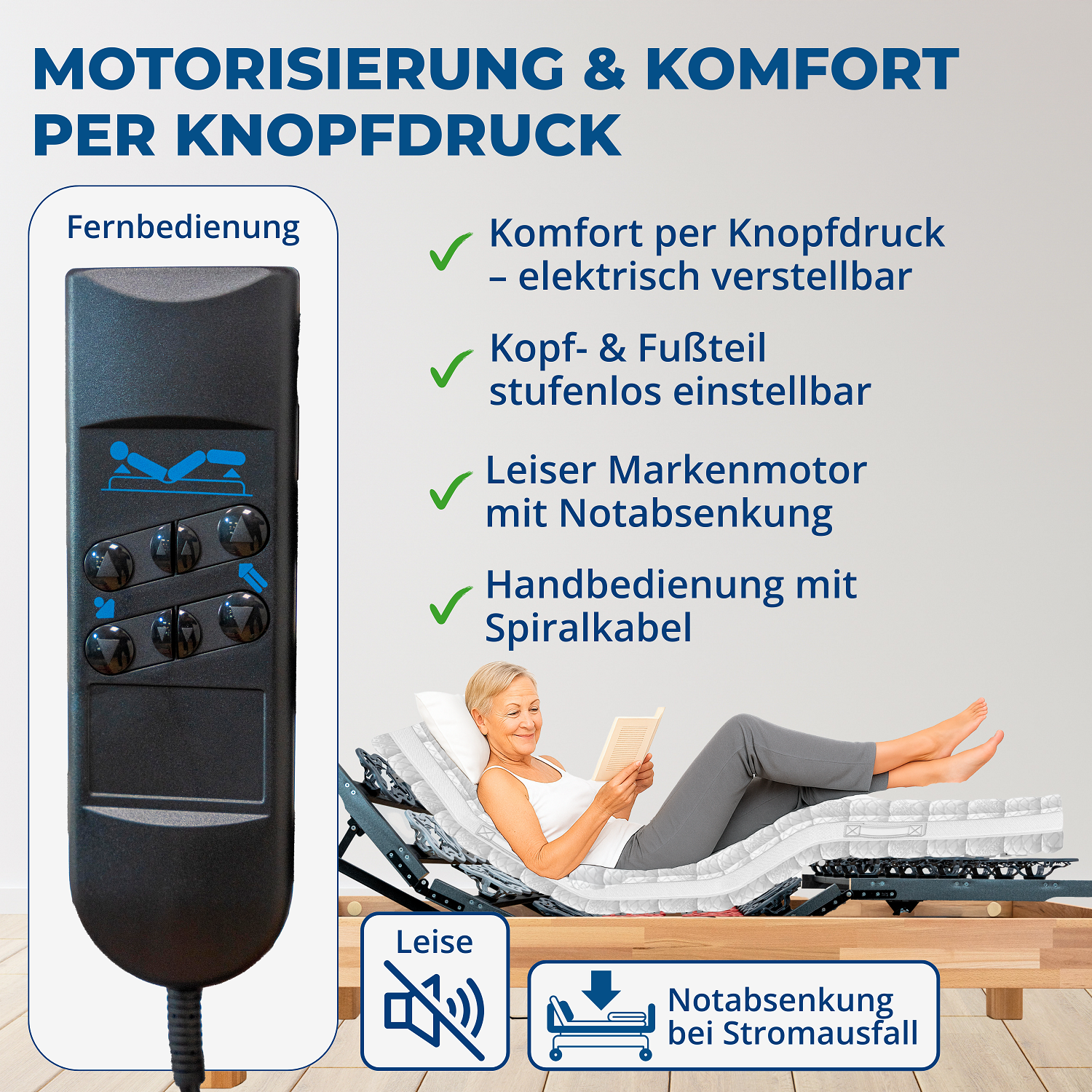 Reha-Schlafwelt Tellerlattenrost AEROBALANCE KF mit Motor Lattenrost elektrisch verstellbar fertig montiert