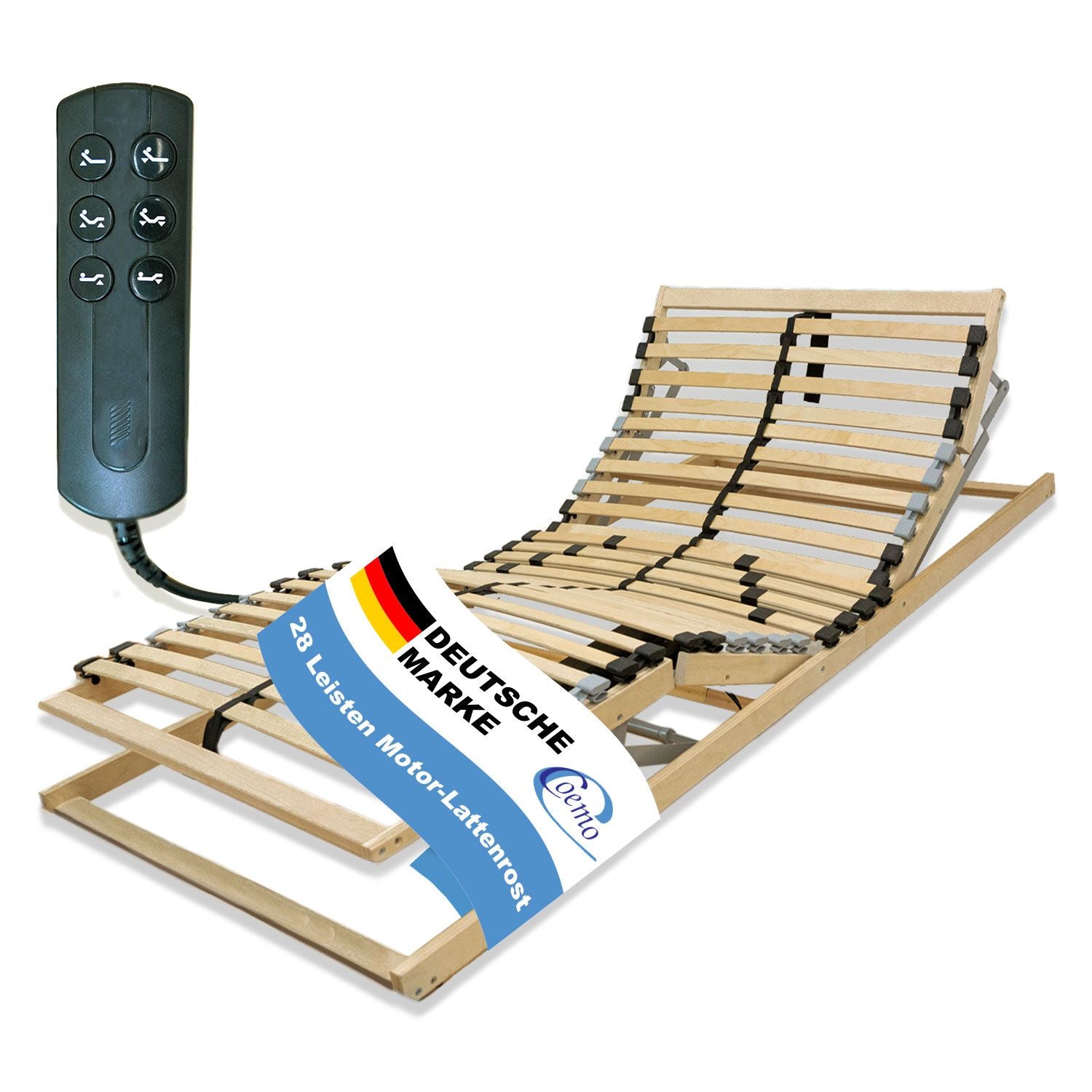 Coemo Lattenrost mit Motor ERGO Kopf- und Fußteil elektrisch verstellbar, 28 Latten, Bausatz 7 Zonen