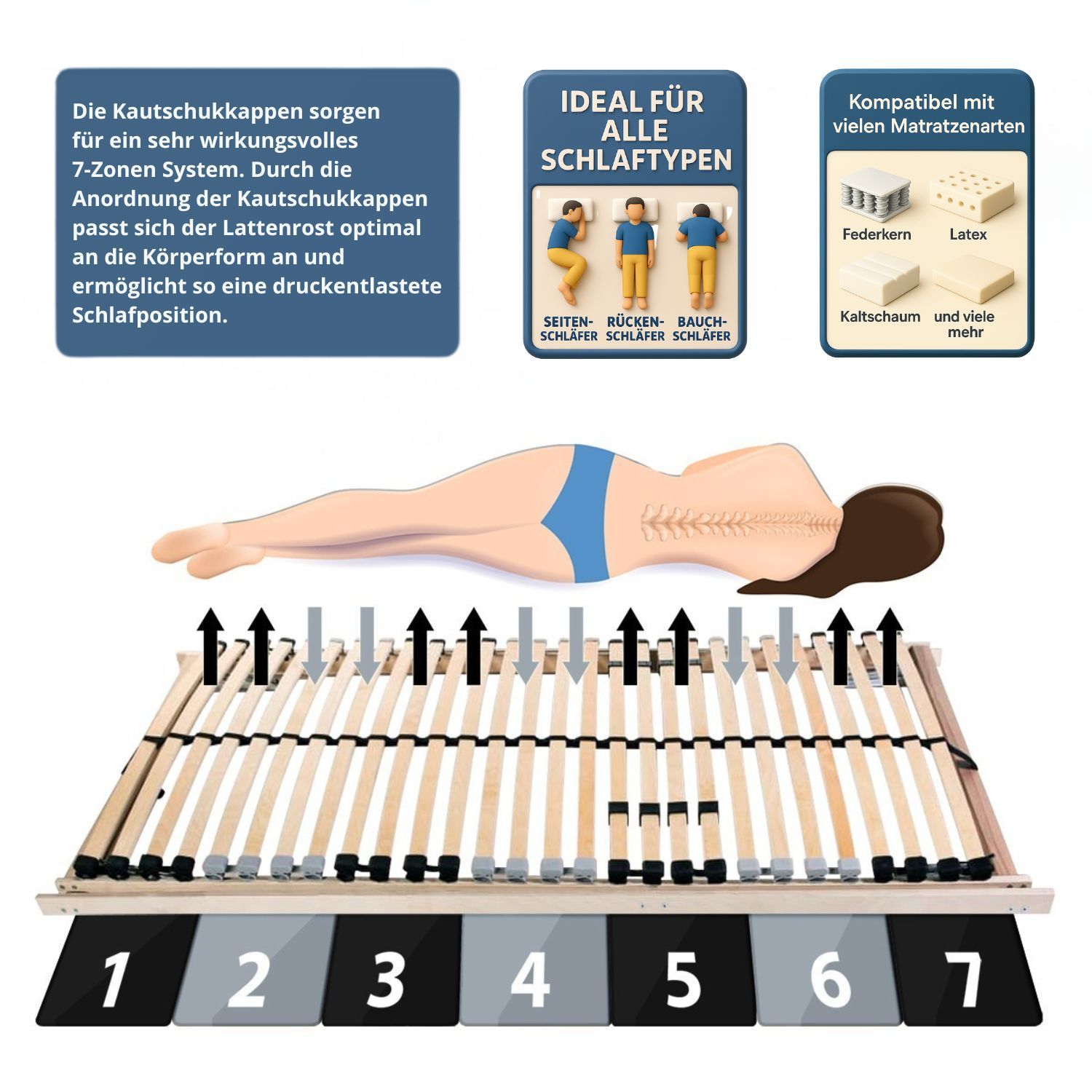 Coemo Lattenrost ERGO KF mit 7 Liegezonen