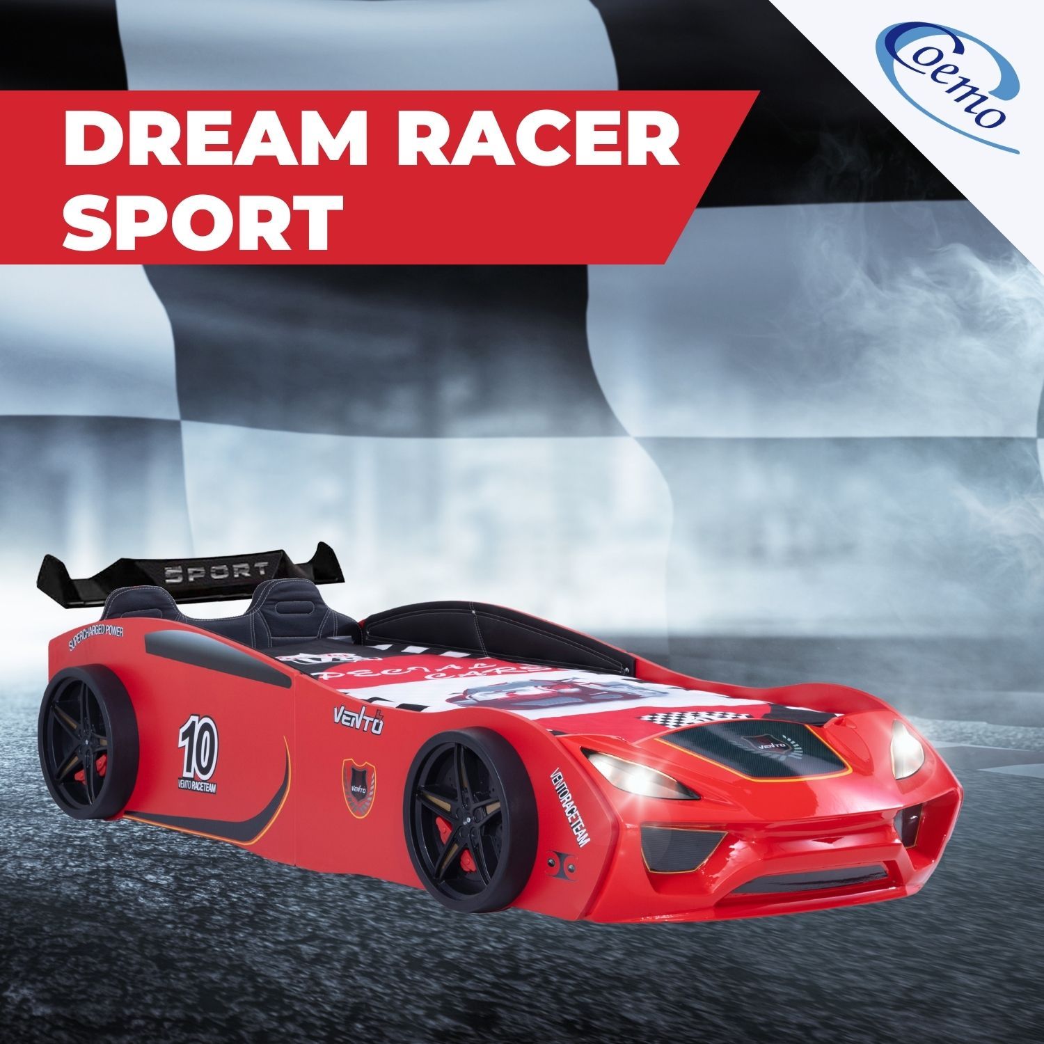 Autobett Dream Racer Kinderbett 90x200 im Rennwagen-Design mit Lattenrost