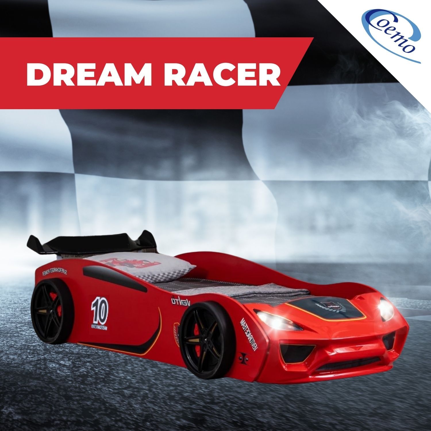 Autobett Dream Racer Kinderbett 90x200 im Rennwagen-Design mit Lattenrost