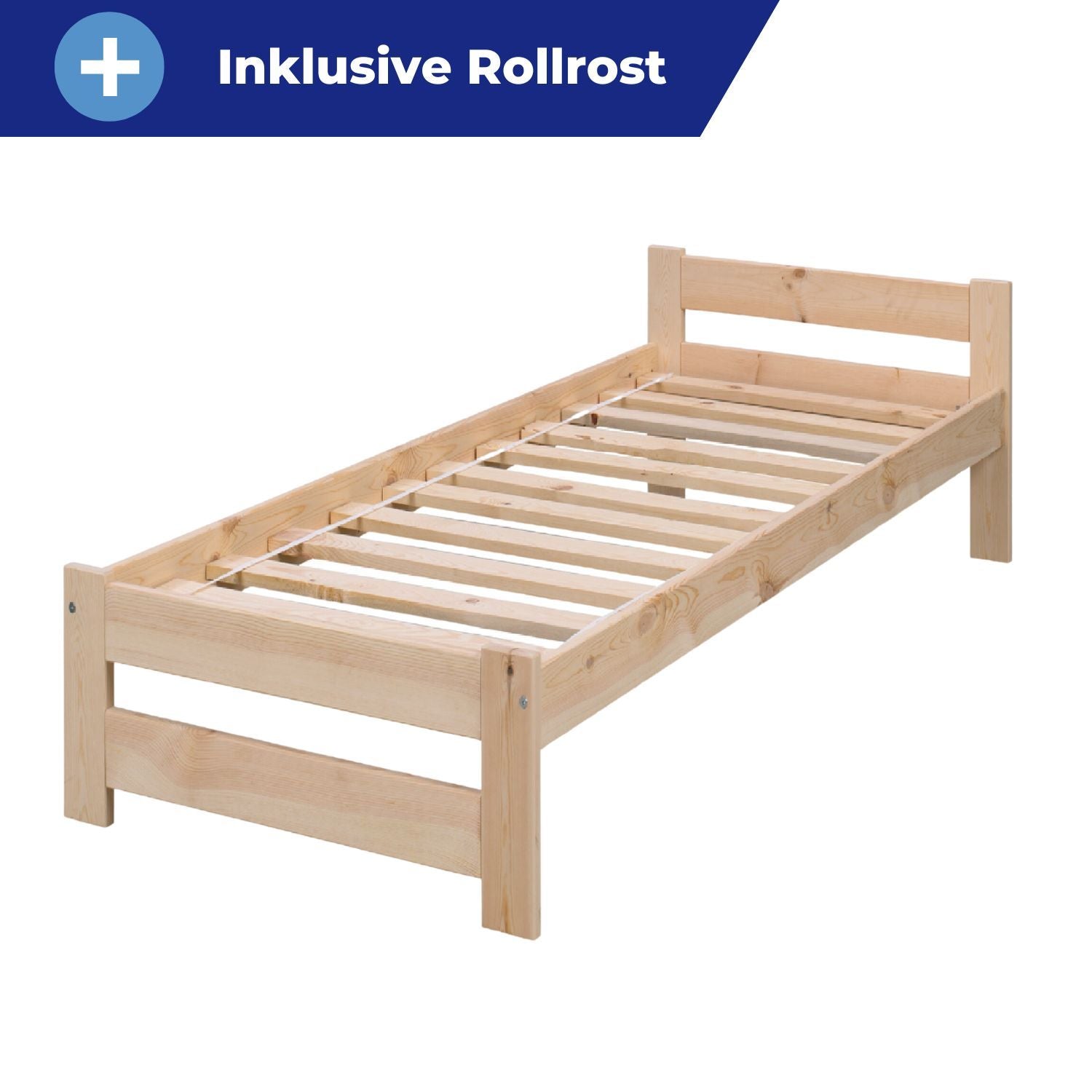 Coemo Bett Classico Holzbett Bettgestell mit Lattenrost Massivholz Kiefer