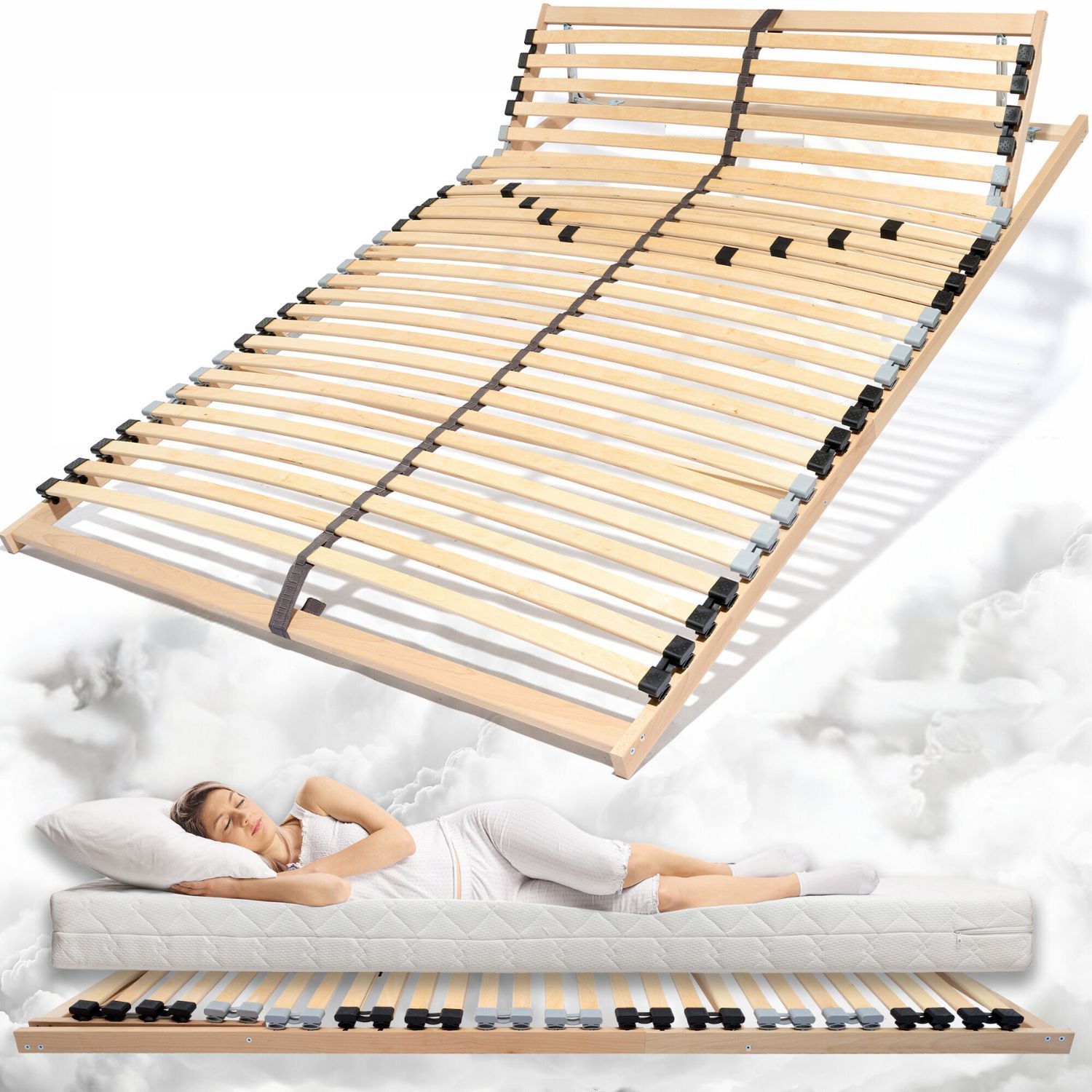 Coemo 7-Zonen Lattenrost ERGO K 140 x190 cm verstellbar Kopfteil & Härtegrad verstellbar 26 Leisten