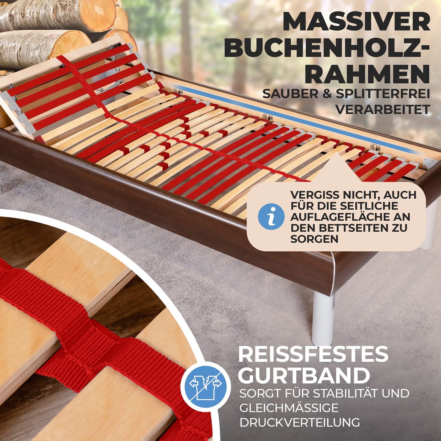 Coemo Lattenrost "RUBY" Härtegrad verstellbar 28 Leisten & 7 Zonen
