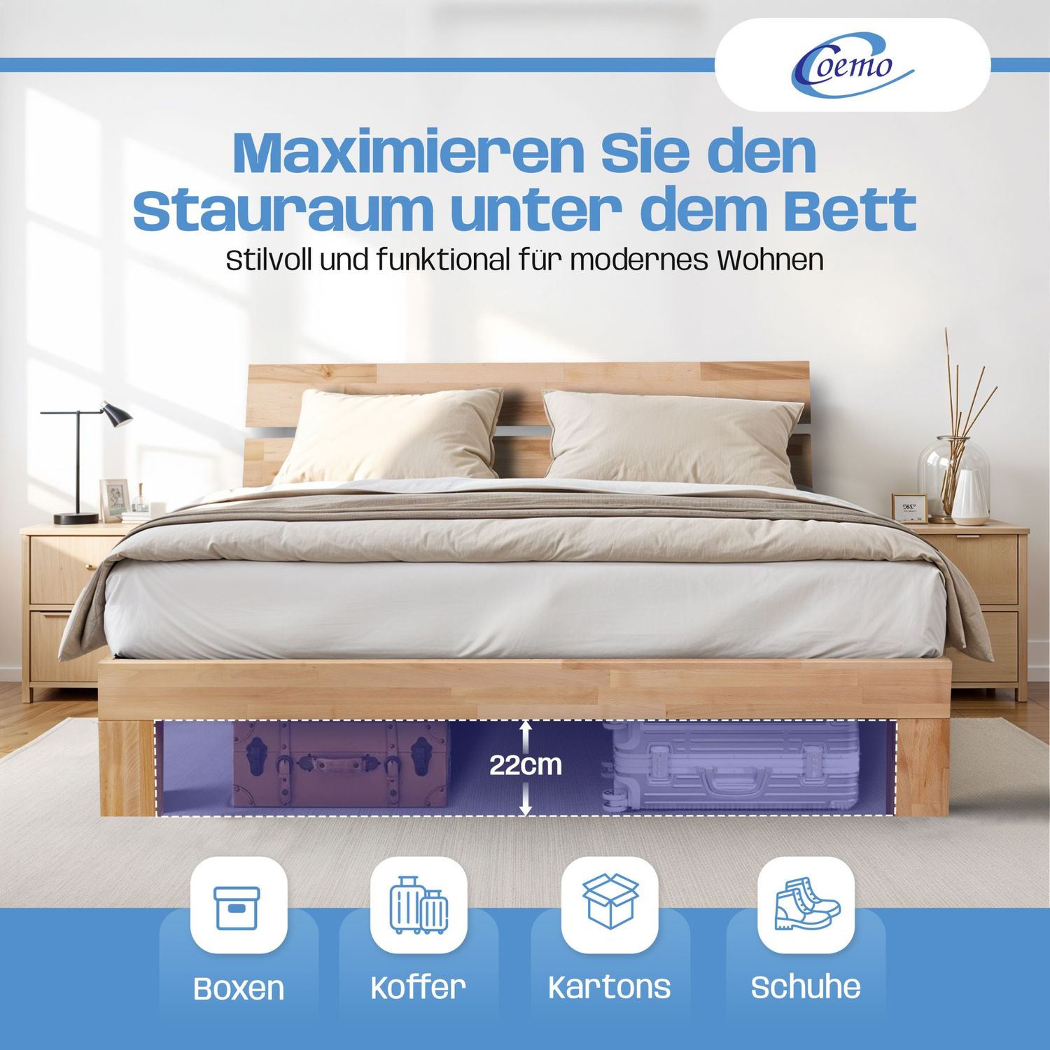 Bett Massivholz Leah Buche massiv