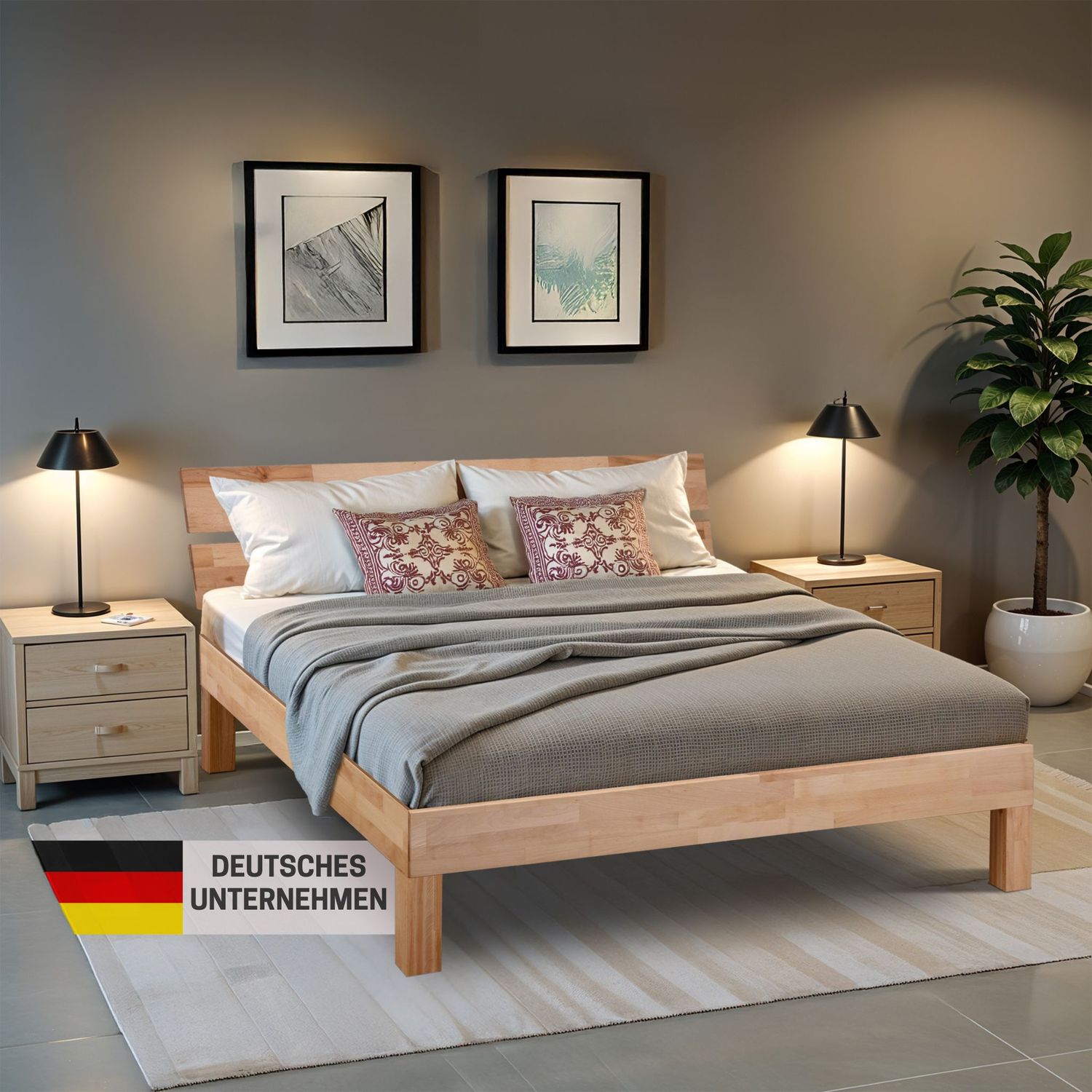 Bett Massivholz Leah Buche massiv