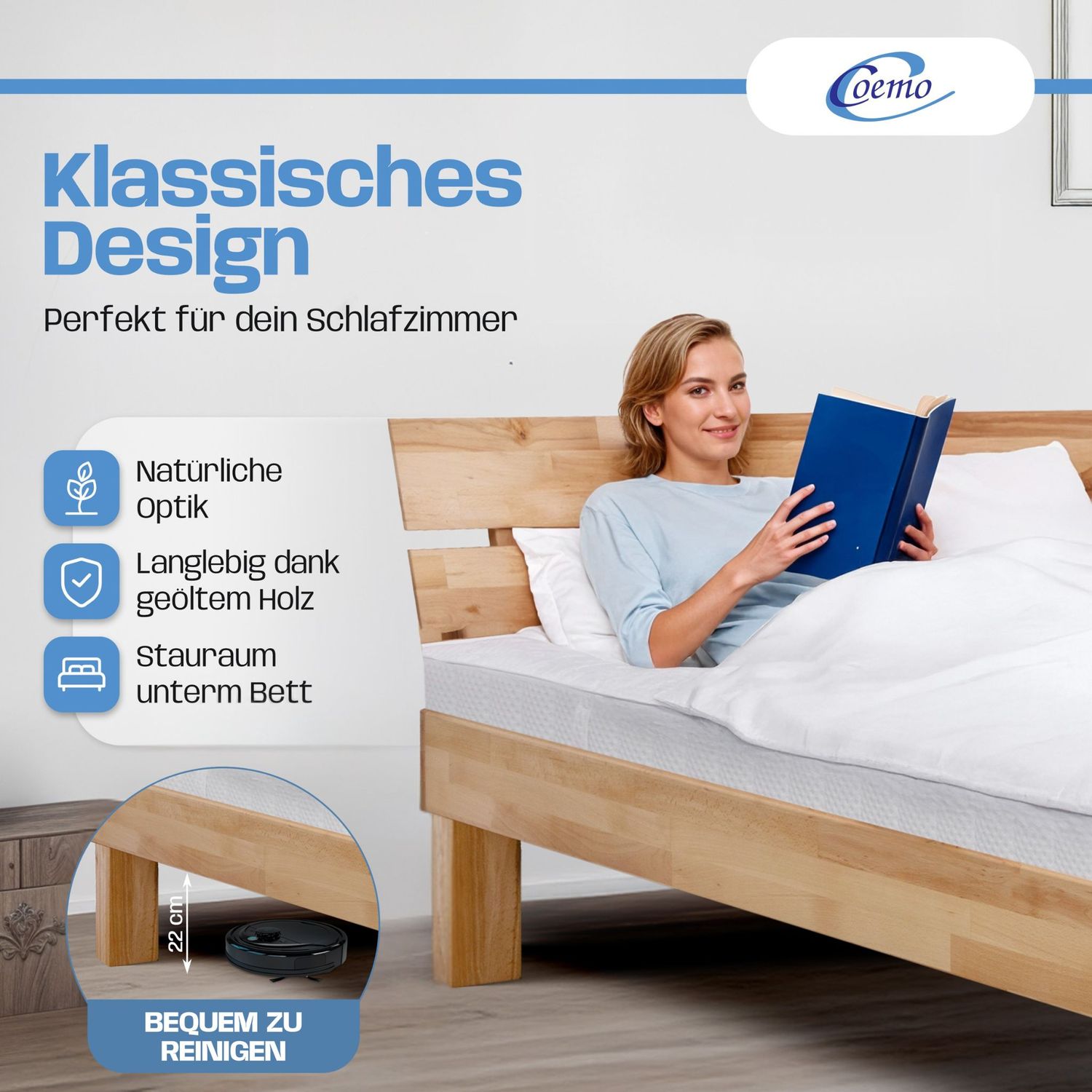 Bett Massivholz Leah Buche massiv