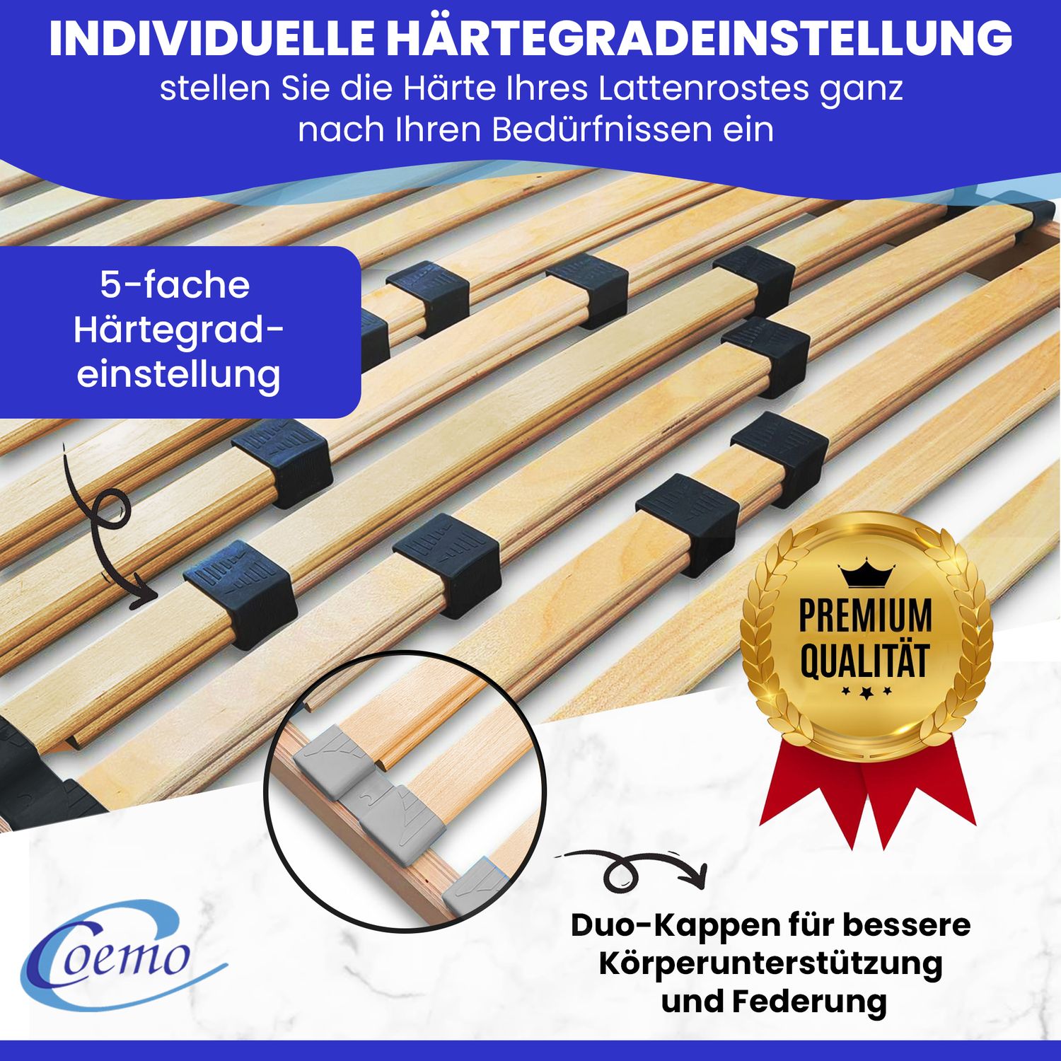 Coemo BASIC NV Lattenrost starr - nicht verstellbar Härtegrad - 7-Zonen