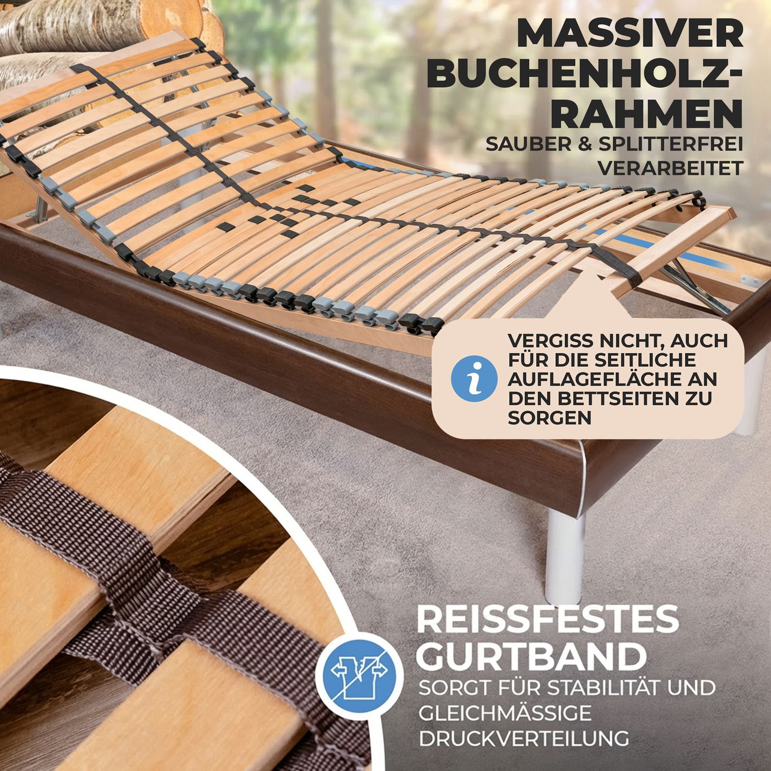 Coemo Lattenrost ERGO KF mit Buchenholzrahmen