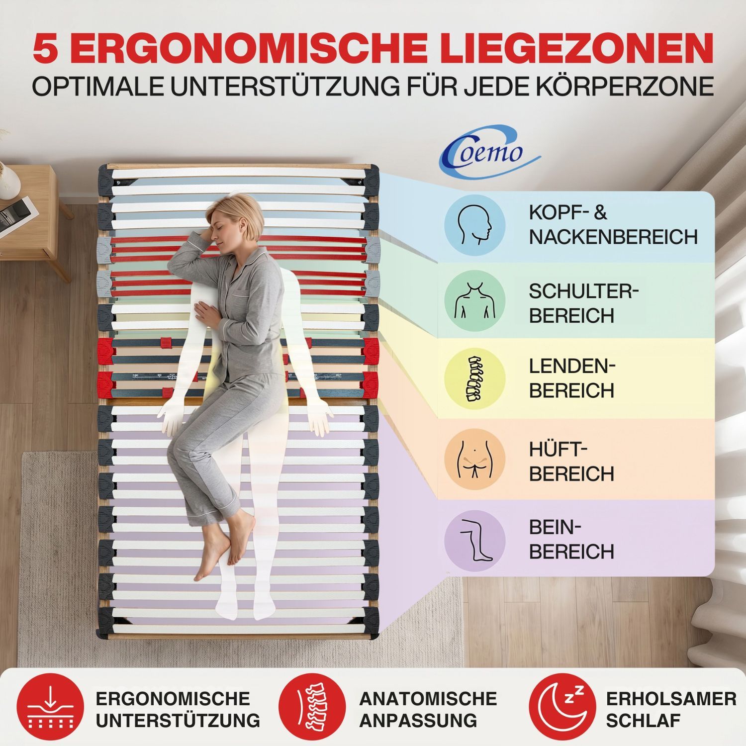 Hochwertiges Bettgestell mit Lattenrost 'DORADO' Massivholz Buche Made in Italy