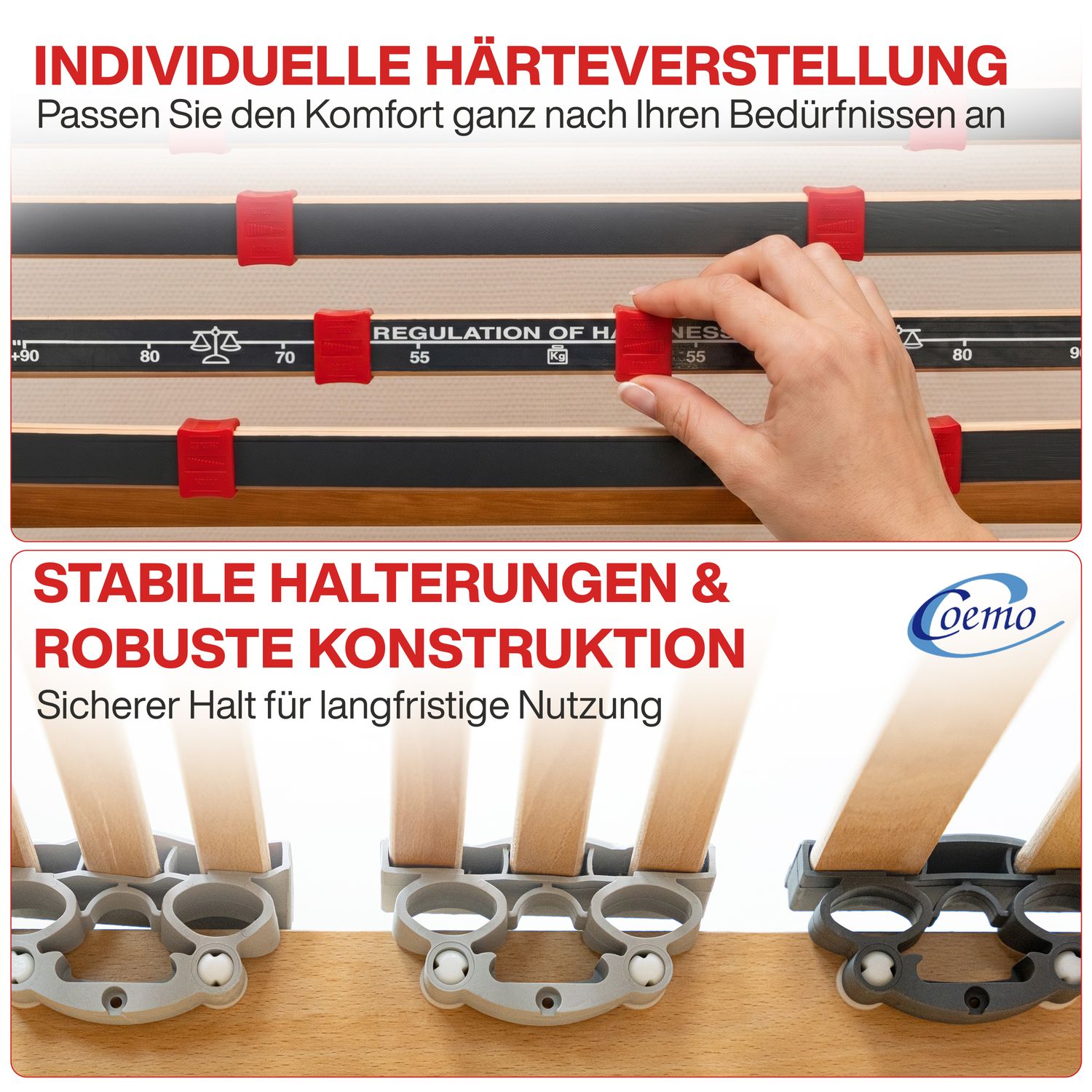 Hochwertiges Bettgestell mit Lattenrost 'DORADO' Massivholz Buche Made in Italy